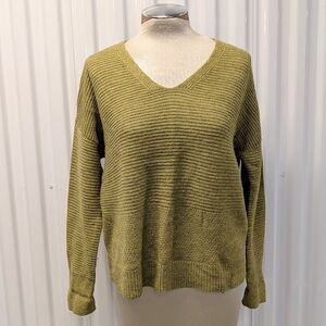 apple green EILEEN FISHER yak alpaca V neck sweater M P